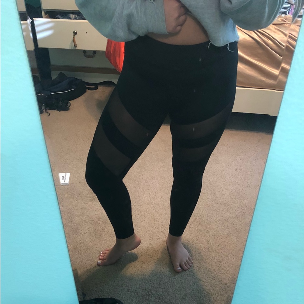Mesh high waisted black leggings